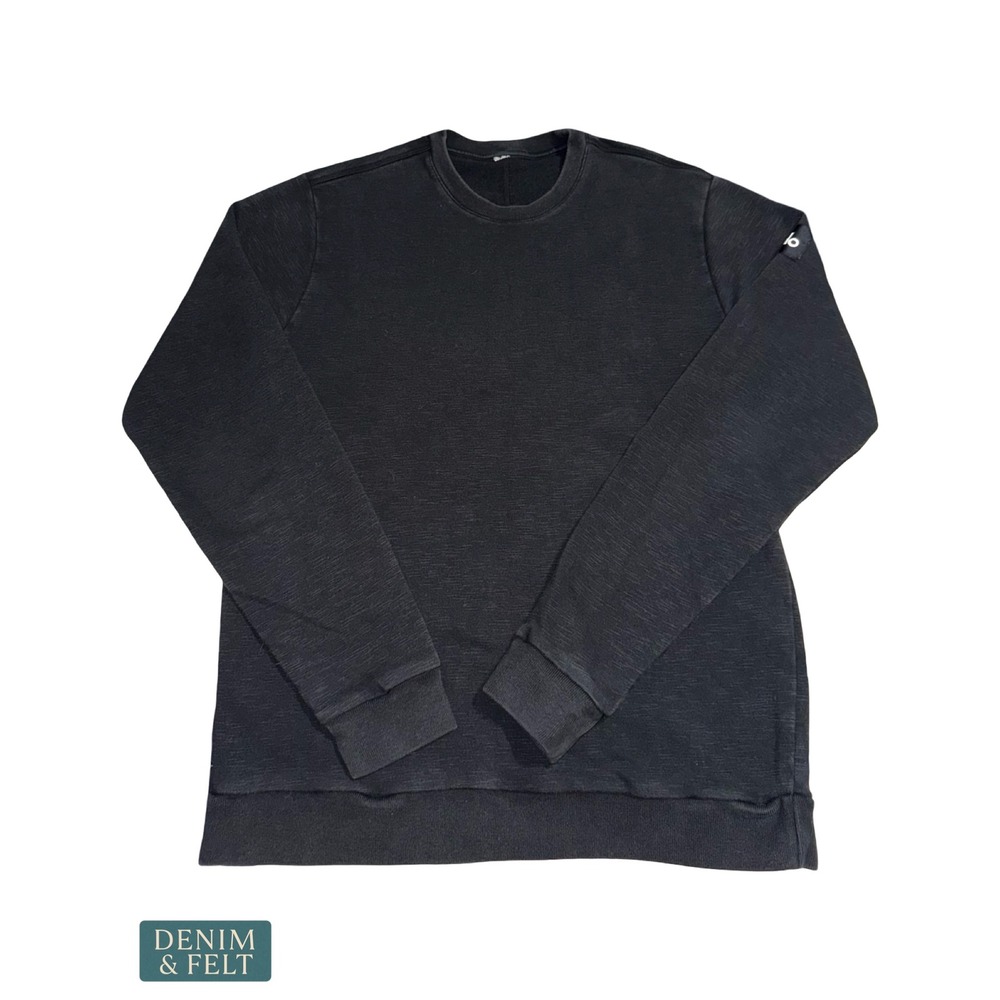 Alo Yoga Lightweight Textured Crewneck Sweatshirt Black Heather Athleisure